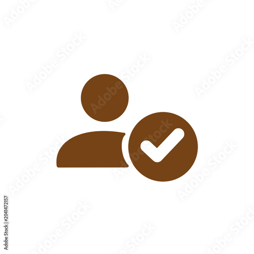Person with Check Mark Icon for User Account and Verification