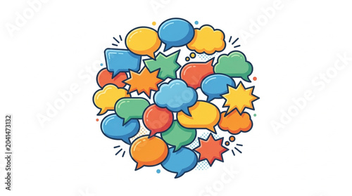 Bild auf Leinwand Colorful Speech Bubbles Cluster Communication Ideas.