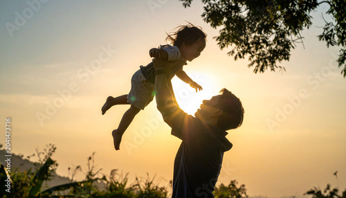 Joyful parenting moment golden hour