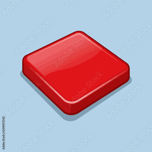 Photography A single red square button isolated on a light background
