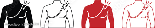 Photos Shoulder pain or injury bandage icon outline and solid set vector