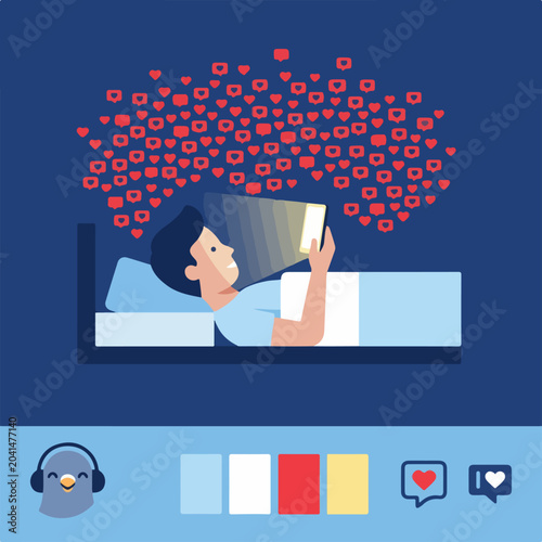 Woman lying in bed with phone.