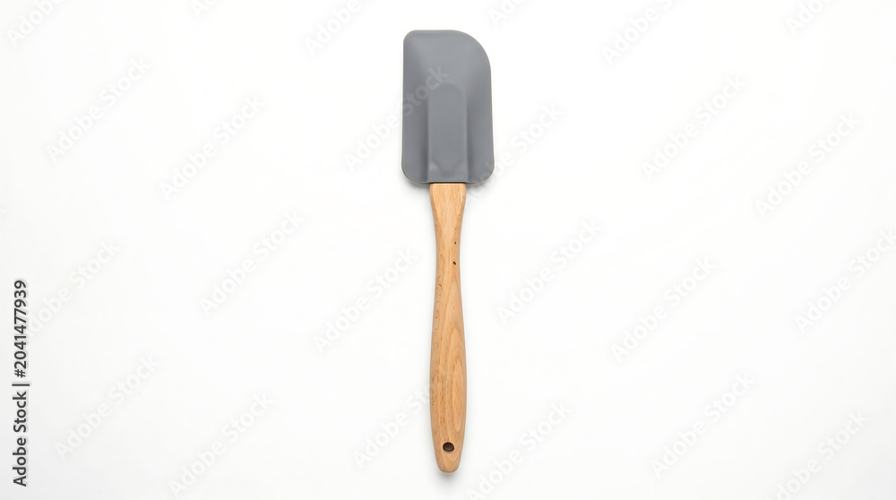 Fototapeta premium Grey silicone spatula with natural wooden handle