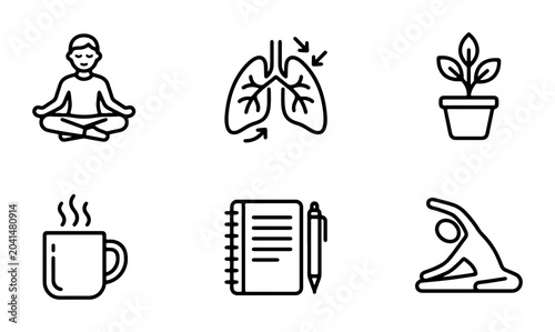 Foto Mindfulness Meditation, Healthy Lungs, Plant Growth, Hot Drink, Journaling, Yoga