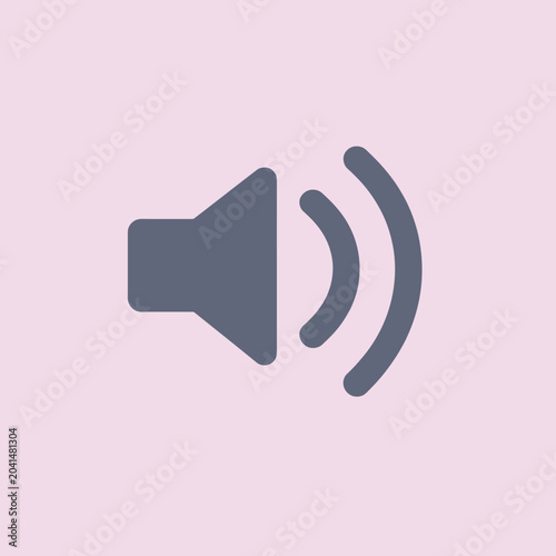 A simple gray speaker icon on a soft pink background surface