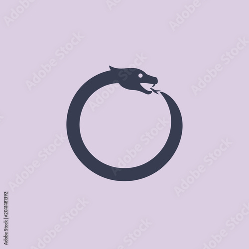 A stylized illustration of a serpent eating its own tail in a circle