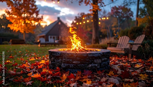 Autumn evening by the fire pit.