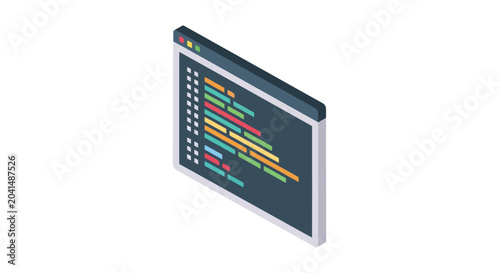 Foto Isometric web development window with code syntax