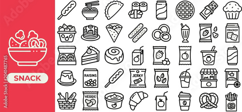 Photos Snack Food outline icon set