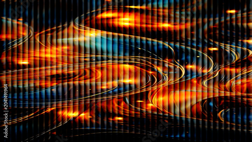 Vászonkép Abstract glowing fire flames background wallpaper with orange and red energy wav