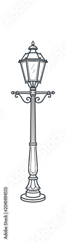 Vintage Street Lamp Post Drawing.