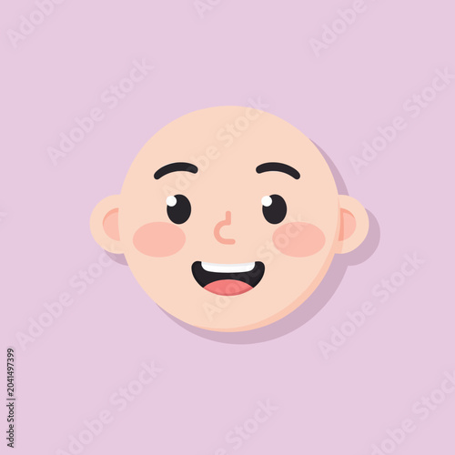 Εκτύπωση καμβά A happy cartoon face with a smile and rosy cheeks on a purple background