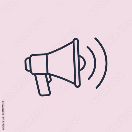 Bild auf Leinwand A simple illustration of a megaphone with sound waves on a pink background