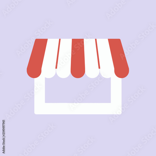Foto A simple illustration of a shop with a striped awning and a blank space