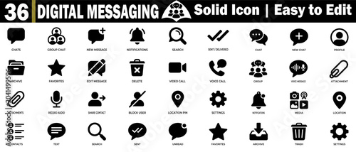Foto Thirty six digital messaging solid icons