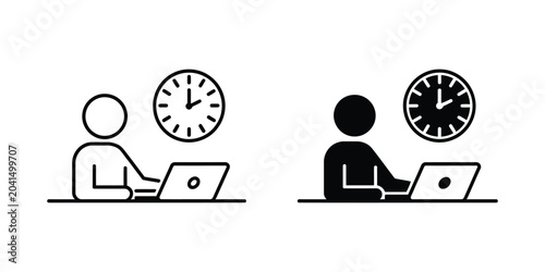 Obraz na plátne Minimal office hours icon collection for website UI showing business timing sche
