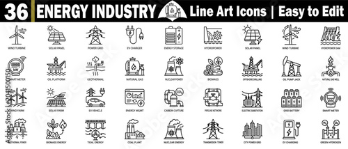 Foto Energy industry line icons set