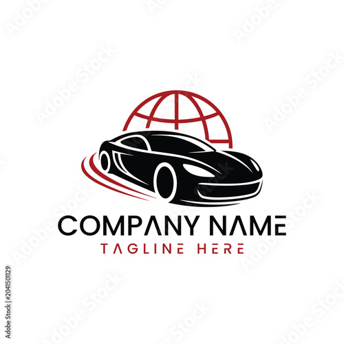 Modern car logo design with a globe icon