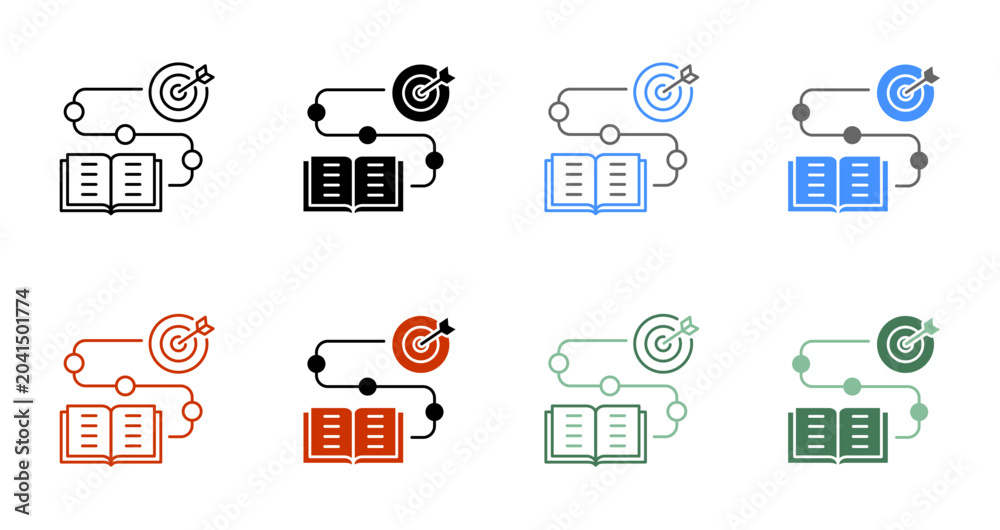 Fototapeta premium Milestone Achievement and Learning Path Roadmap Icon Vector Illustration Editable
