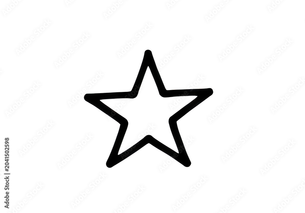 Obraz premium Simple white outline star shape for decorative and festive holiday decorations and creative digital projects and isolated on a transparent background