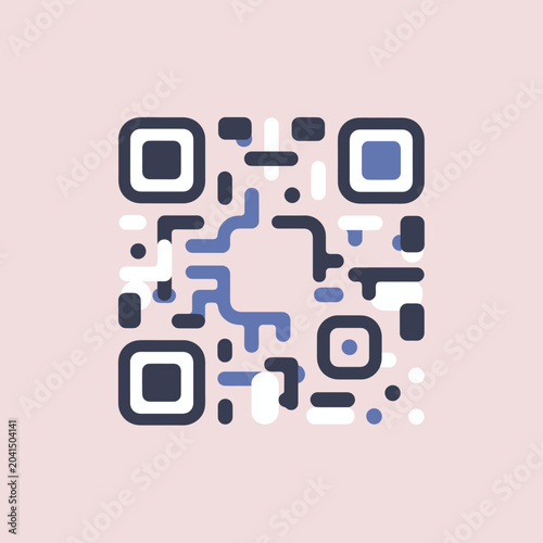 Canvastavla A digital square code with a unique pattern on a soft, pastel background
