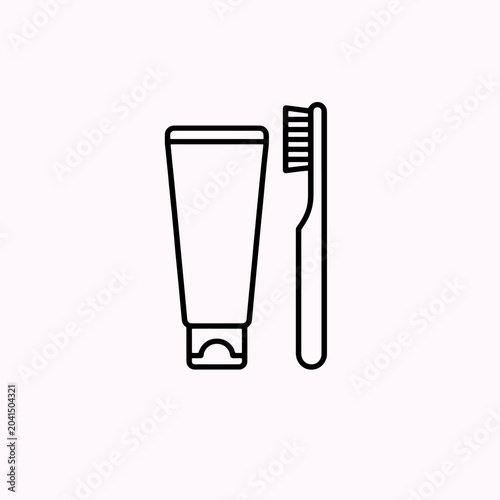 A simple illustration of a tube of toothpaste and a toothbrush on white