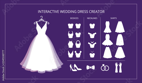 Bild auf Leinwand Interactive wedding dress creator interface with customizable bodices, necklines