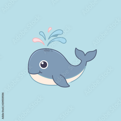 Foto A cute cartoon whale with water splashing from its blowhole