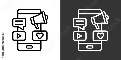 Marketing Black And White Multiple Style Icon Set Collection Pack Vector Illustration 