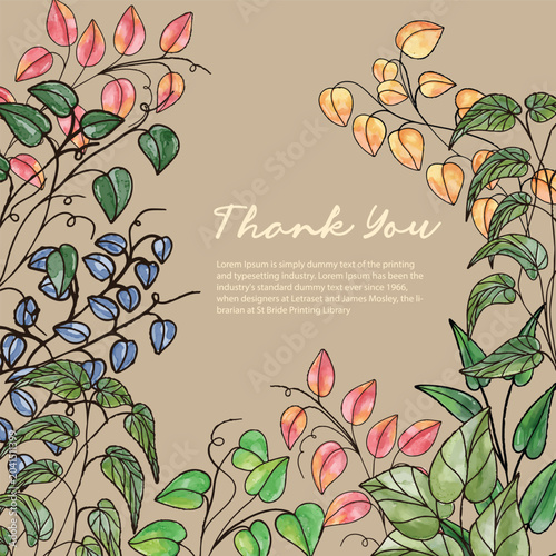 thank you card watercolor leaves