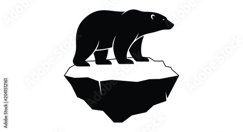 Obraz na płótnie Polar bear on ice floe black and white silhouette