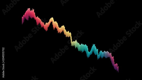 stock market chart down with plain black background