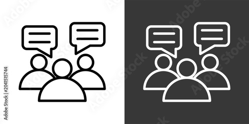 Group Talk Black And White Multiple Style Icon Set Collection Pack Vector Illustration 