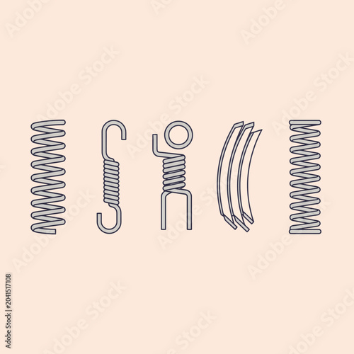 Canvastavla Various mechanical springs in a row against a soft, neutral background