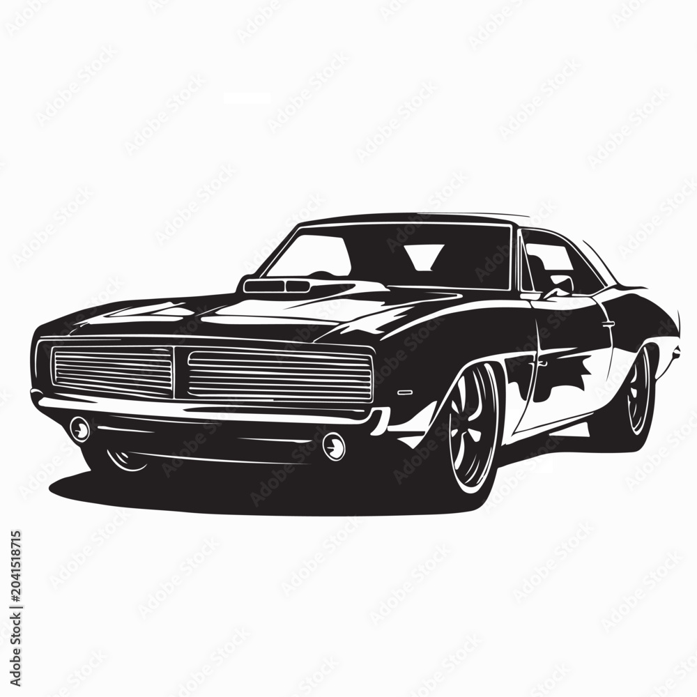 Naklejka premium Retro Luxury Car Vector Illustration Isolated On White Background