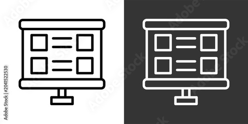 Storyboard Black And White Multiple Style Icon Set Collection Pack Vector Illustration 