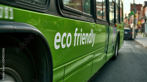 Green bus with 