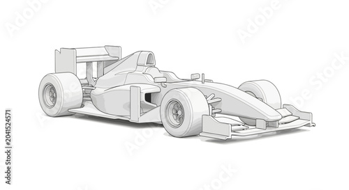 Cuadro en lienzo Grayscale outline of formula racing car from rear angle