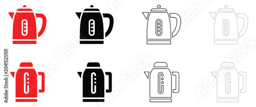 Tableau sur toile Electric kettle icon vector, kitchen tea kettle symbol vector, silhouette and li