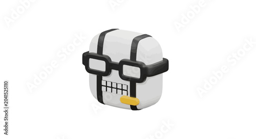 Cuadro en lienzo Minimalist blocky character with tech glasses and mouthpiece