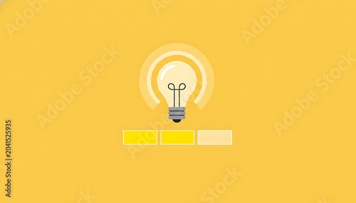 Bright Idea Lightbulb on Yellow Background