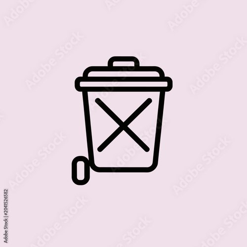 Foto A simple illustration of a trash bin with a large, bold, black cross mark