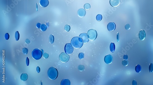 Abstract Blue Circles Floating, Digital Art, Modern Background