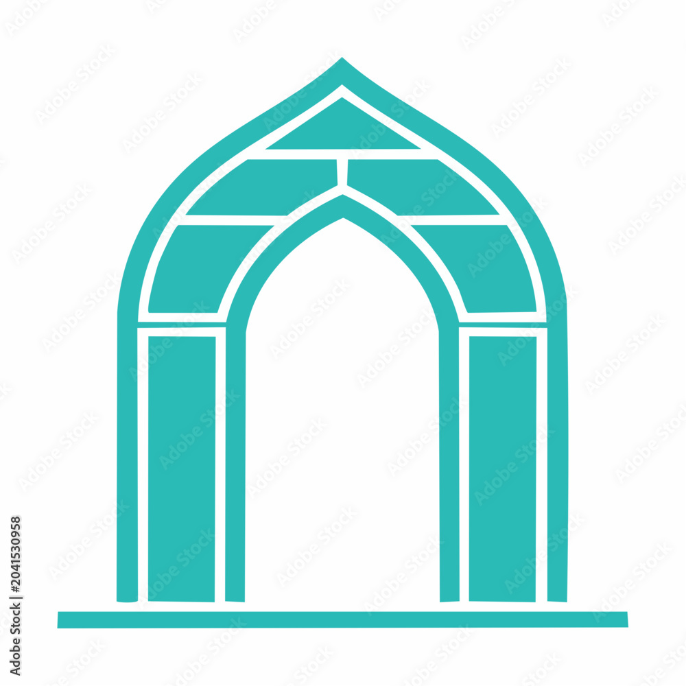Fototapeta premium Teal Gothic Archway Icon