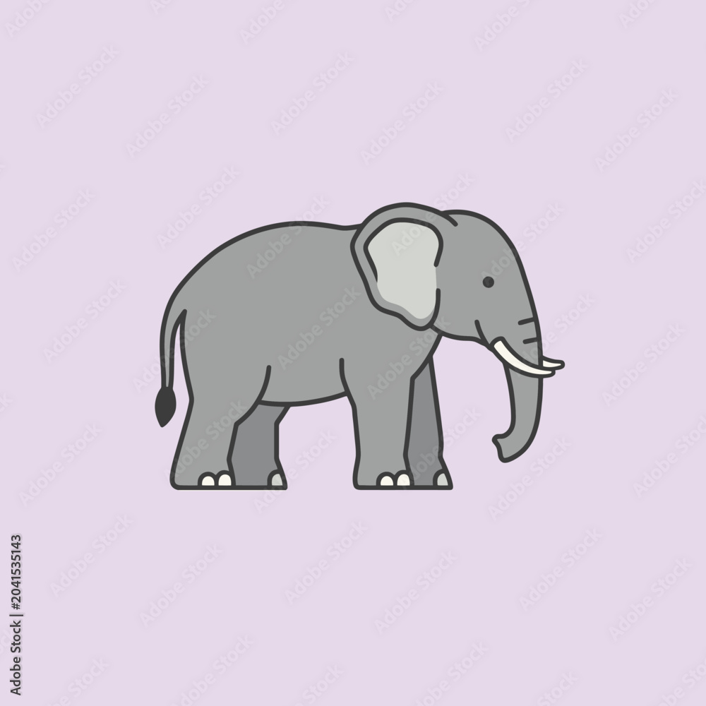 Fototapeta premium A simple vector illustration of a grey elephant on purple background