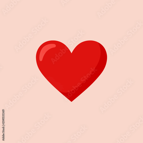 A vibrant red heart shape on a soft, pastel pink background