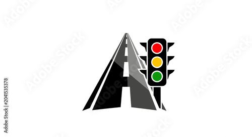 Abstract Letter A Logo Design Featuring Road and Traffic Light Icon.