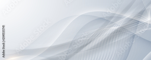 Canvastavla Abstract white background with smooth waves and overlapping light streaks of soft shapes