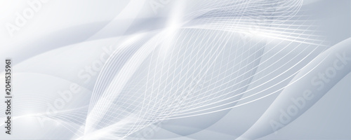 Tableau sur toile Abstract white background with smooth waves and overlapping light streaks of soft shapes