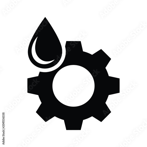 gear with oil drop flat icon mechanical